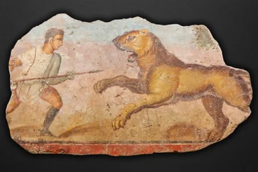 Painting from the Amphitheatre. Hunter with Lioness
